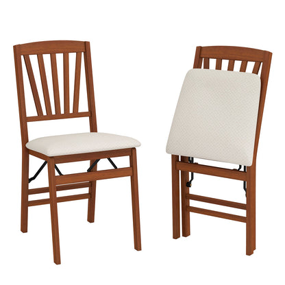 DirectDeals folding dining chairs set of 2 with padded beige seats and rubber wood frame on Tampa Home & Garden Store