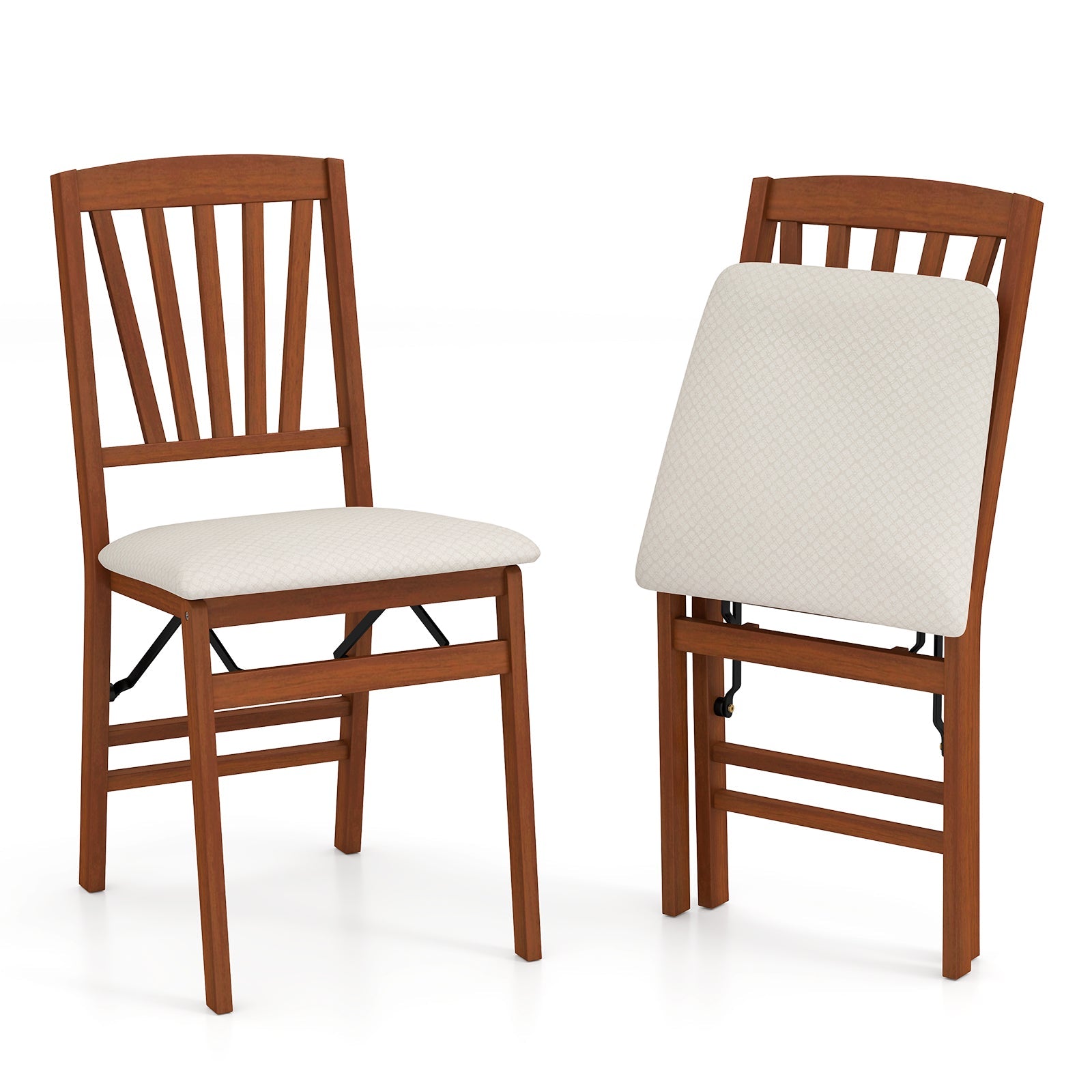 Folding dining chairs set of 2 DirectDeals with padded cream seats and rubber wood frames on Tampa Home & Garden Store