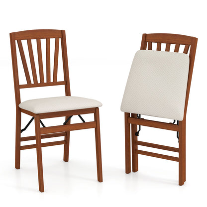 Folding dining chairs set of 2 DirectDeals with padded cream seats and rubber wood frames on Tampa Home & Garden Store