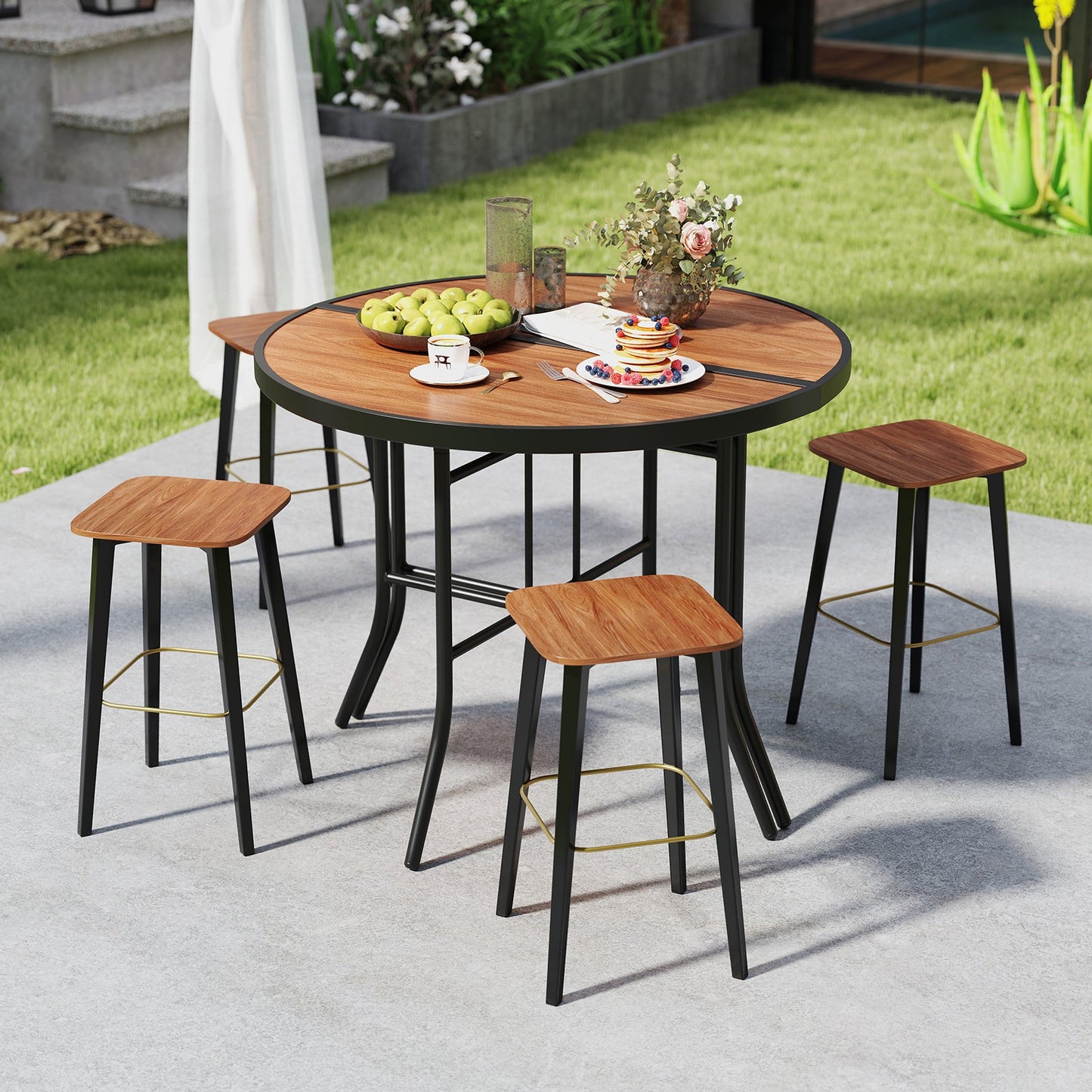 Mesa para eventos plegable semicircular con estructura metálica