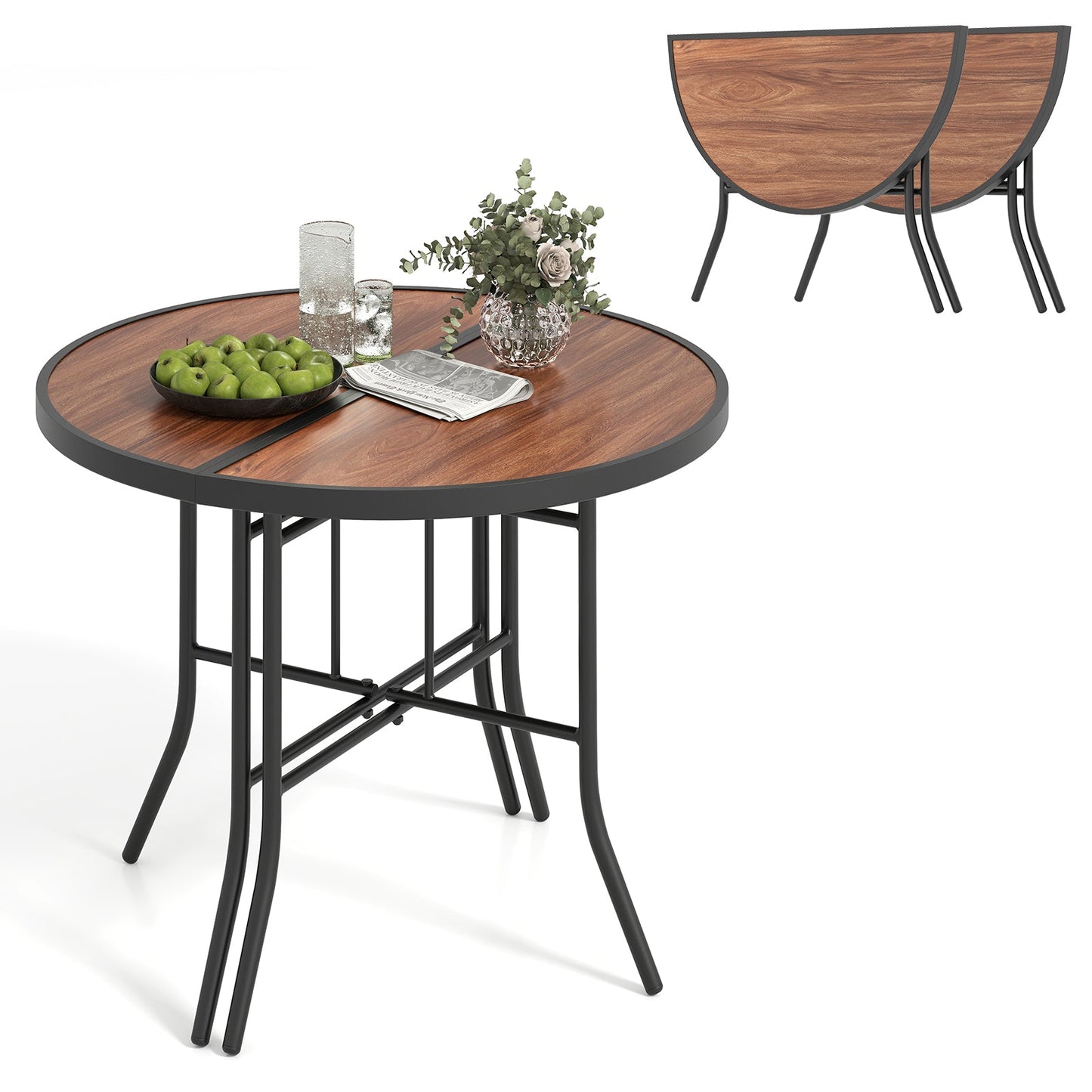Mesa para eventos plegable semicircular con estructura metálica