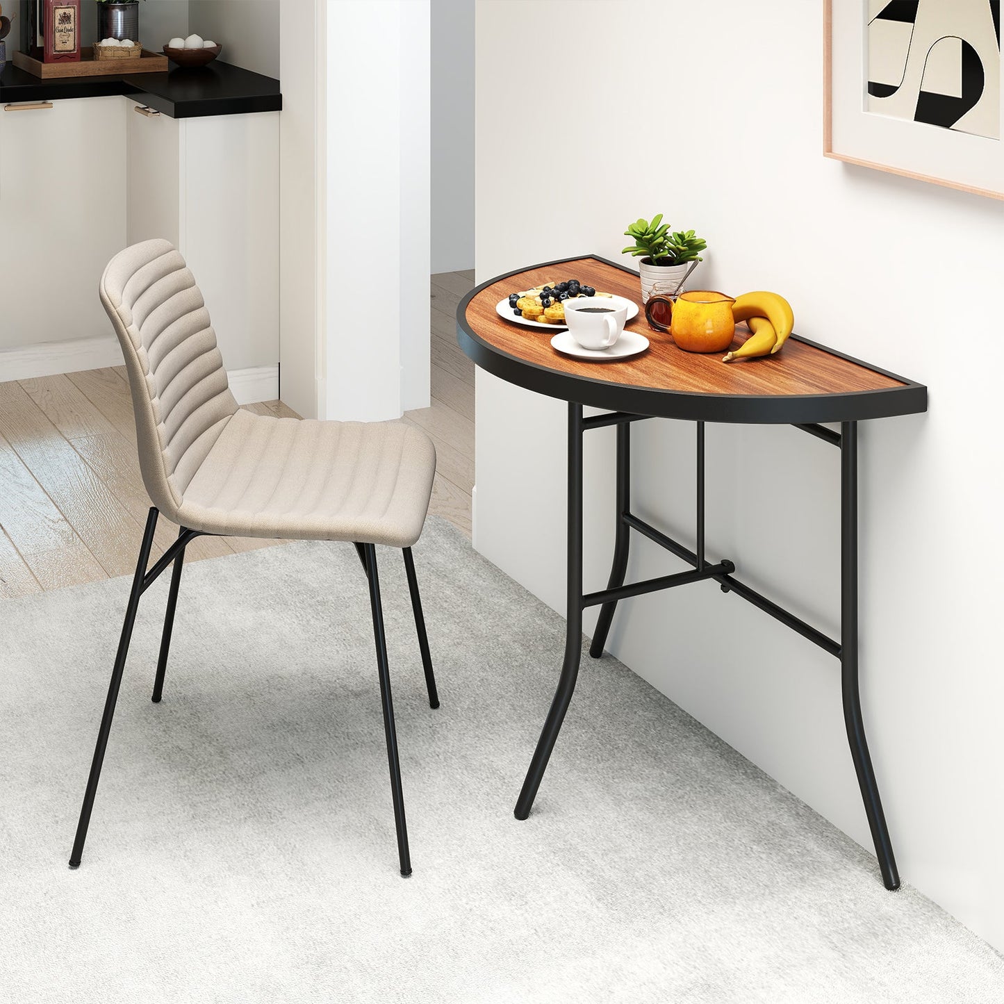 Mesa para eventos plegable semicircular con estructura metálica