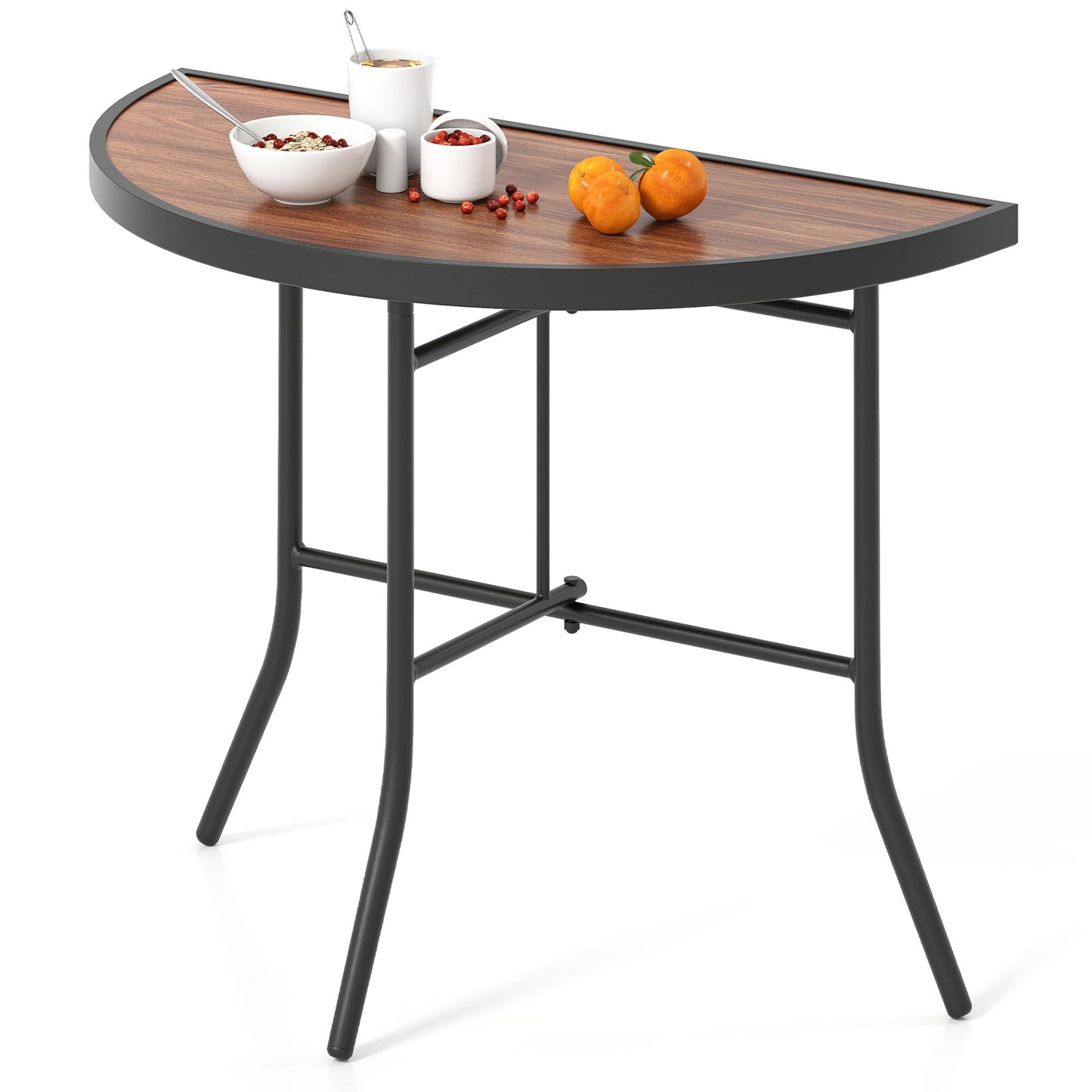 Mesa para eventos plegable semicircular con estructura metálica