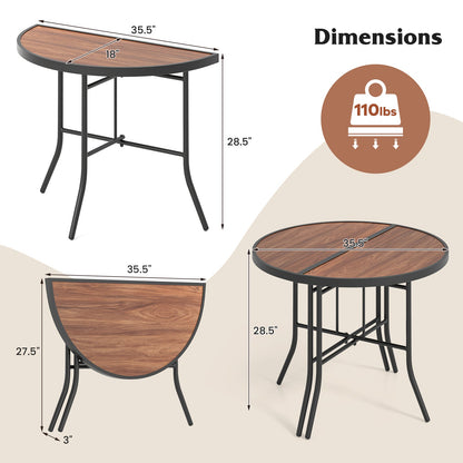 Mesa para eventos plegable semicircular con estructura metálica