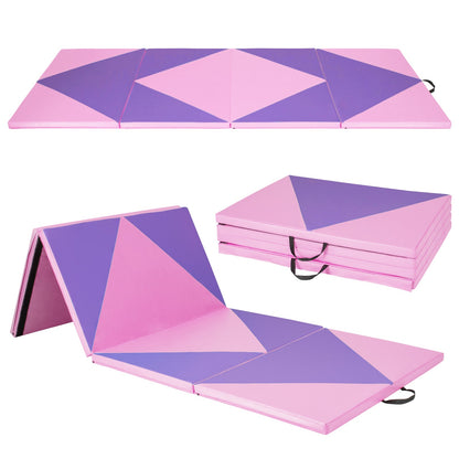 4-panel PU leather folding gym mat pink purple with hook fasteners DirectDeals on Tampa Home & Garden Store