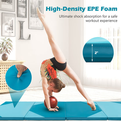10 Feet x 4 Feet x 2 Inch Folding Exercise Mat with Hook and Loop Fasteners