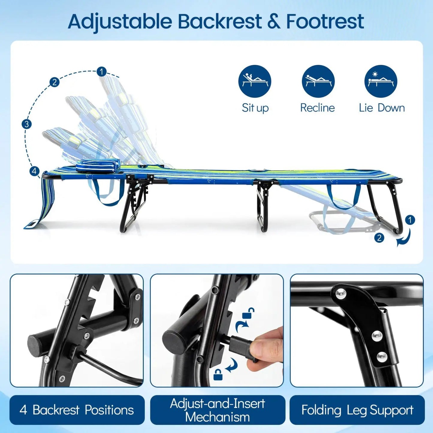 Folding Face Down Tanning Chair with Face Hole