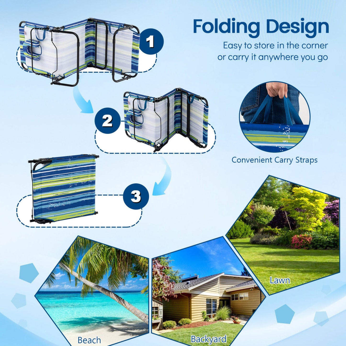 Folding Face Down Tanning Chair with Face Hole