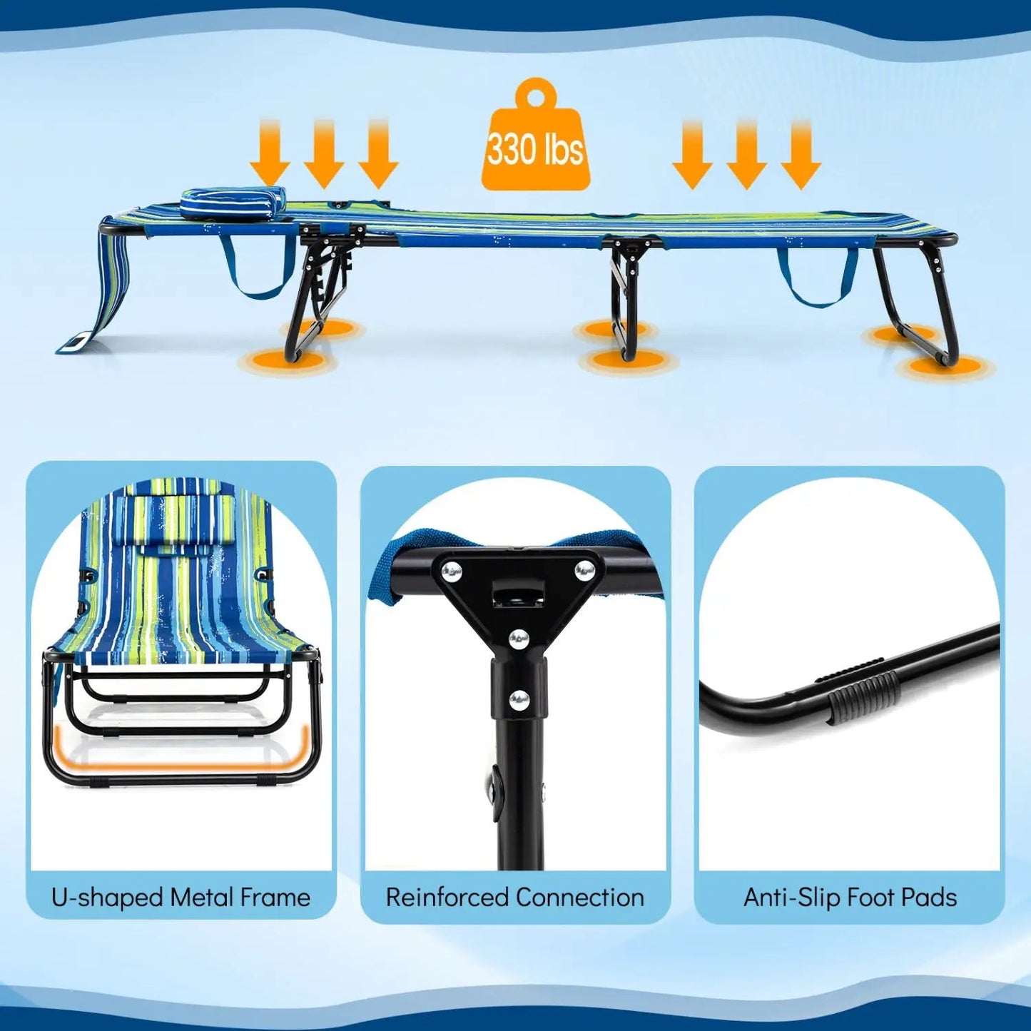 Folding Face Down Tanning Chair with Face Hole