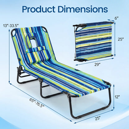 Folding Face Down Tanning Chair with Face Hole