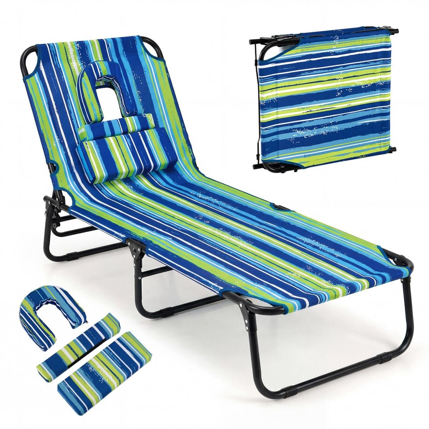 Folding Face Down Tanning Chair with Face Hole