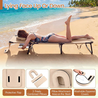 Folding Face Down Tanning Chair with Face Hole