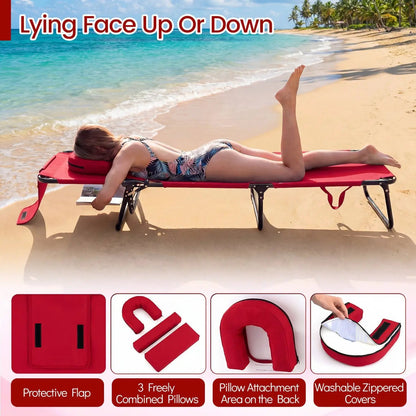 Folding Face Down Tanning Chair with Face Hole