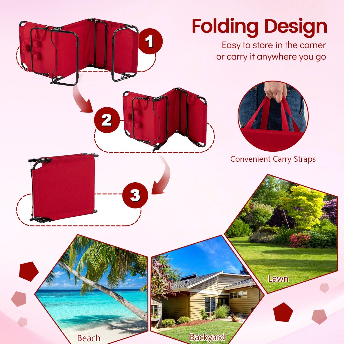 Folding Face Down Tanning Chair with Face Hole