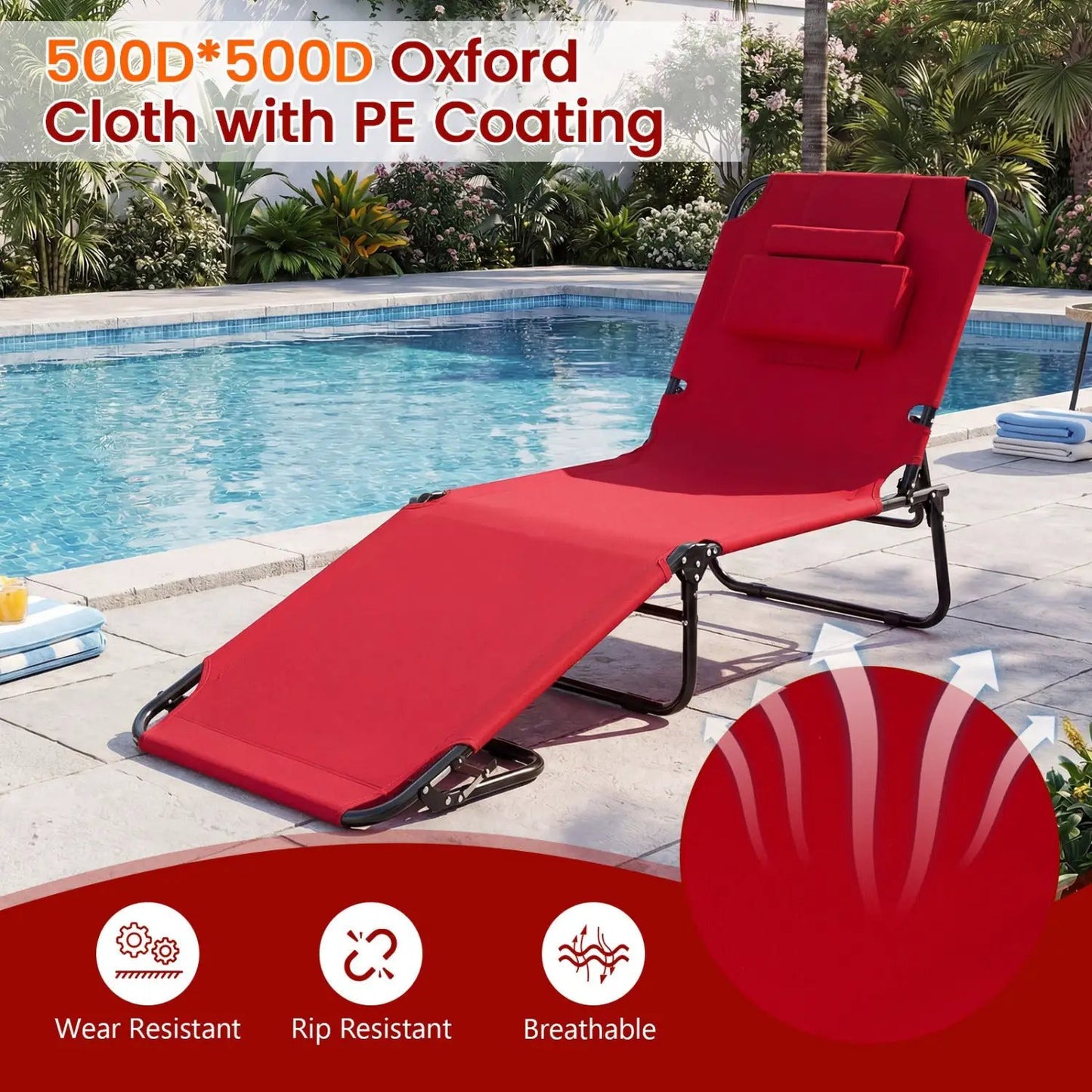 Folding Face Down Tanning Chair with Face Hole