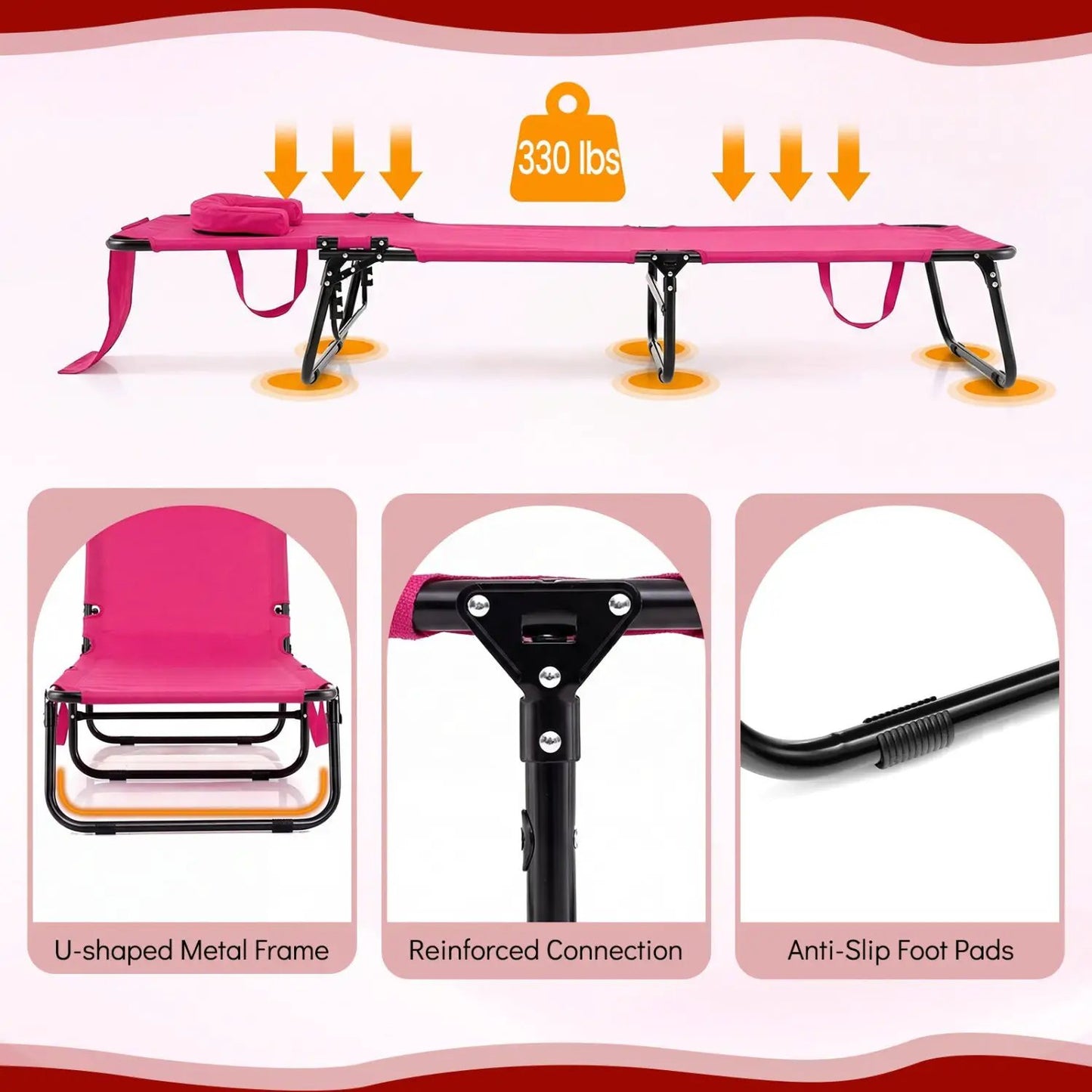 Folding Face Down Tanning Chair with Face Hole