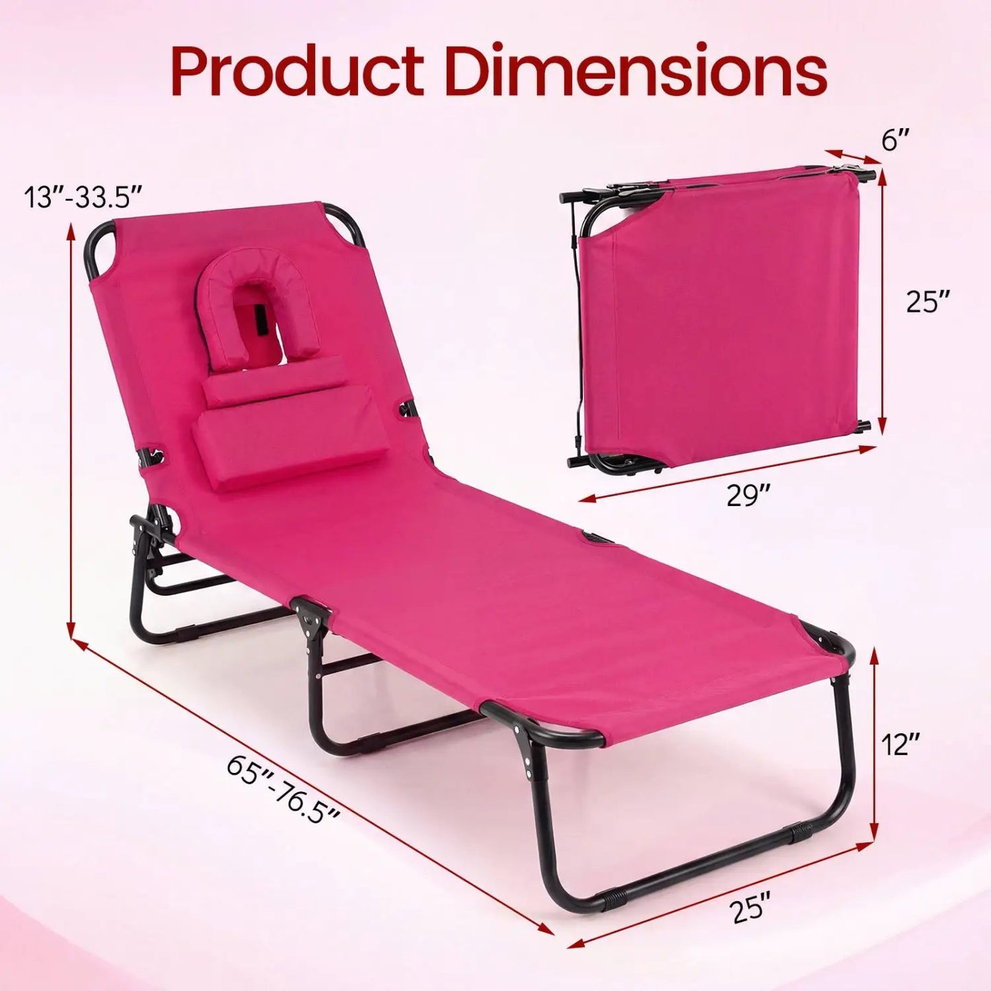 Folding Face Down Tanning Chair with Face Hole