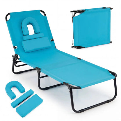 Folding Face Down Tanning Chair with Face Hole