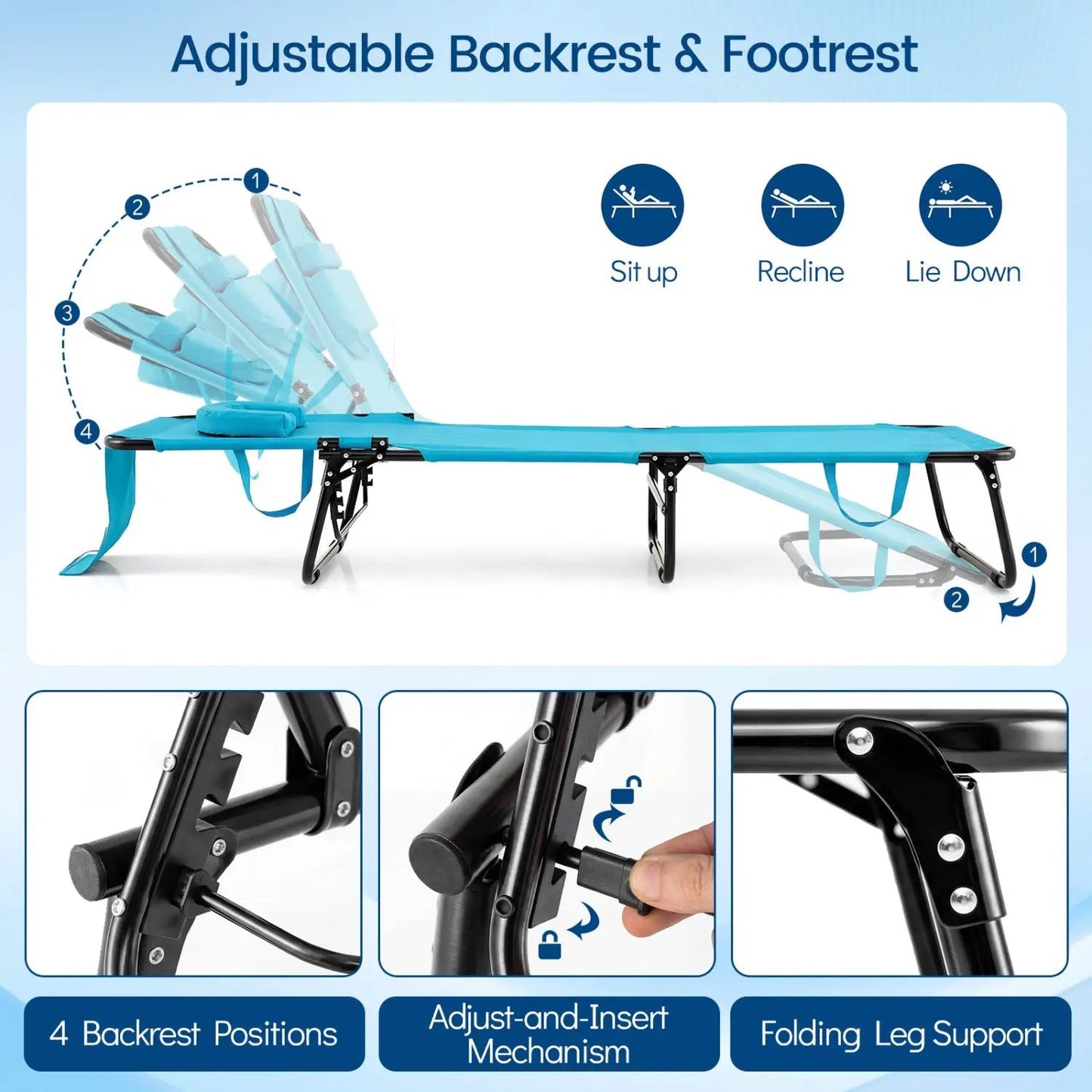 Folding Face Down Tanning Chair with Face Hole