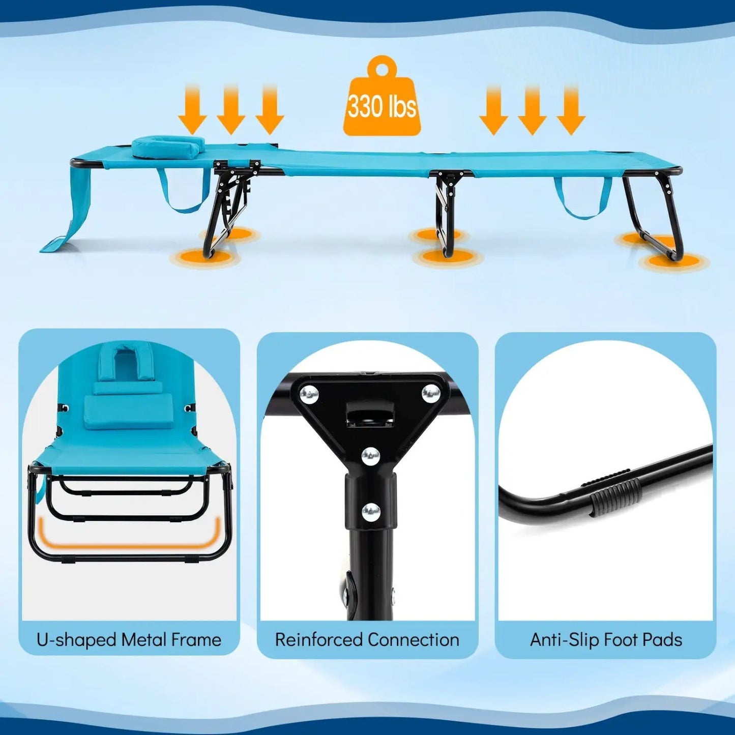 Folding Face Down Tanning Chair with Face Hole