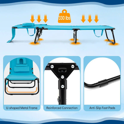 Folding Face Down Tanning Chair with Face Hole