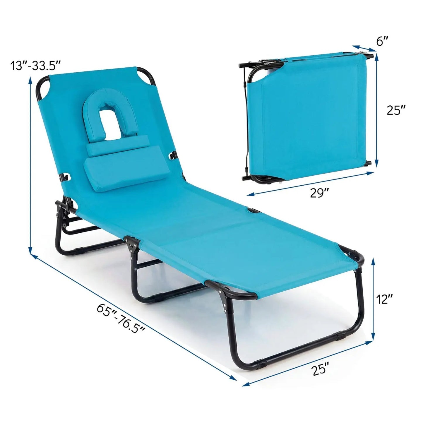Folding Face Down Tanning Chair with Face Hole