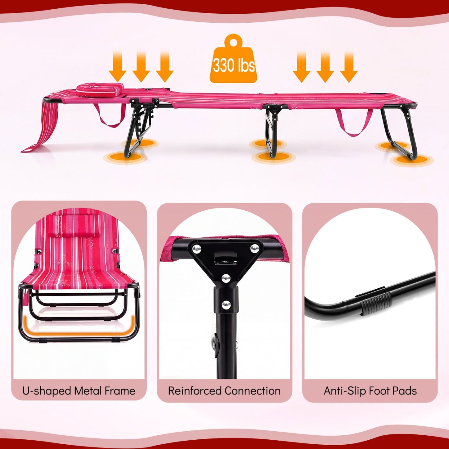 Folding Face Down Tanning Chair with Face Hole