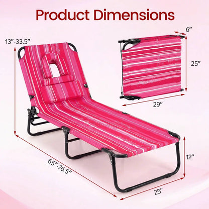 Folding Face Down Tanning Chair with Face Hole