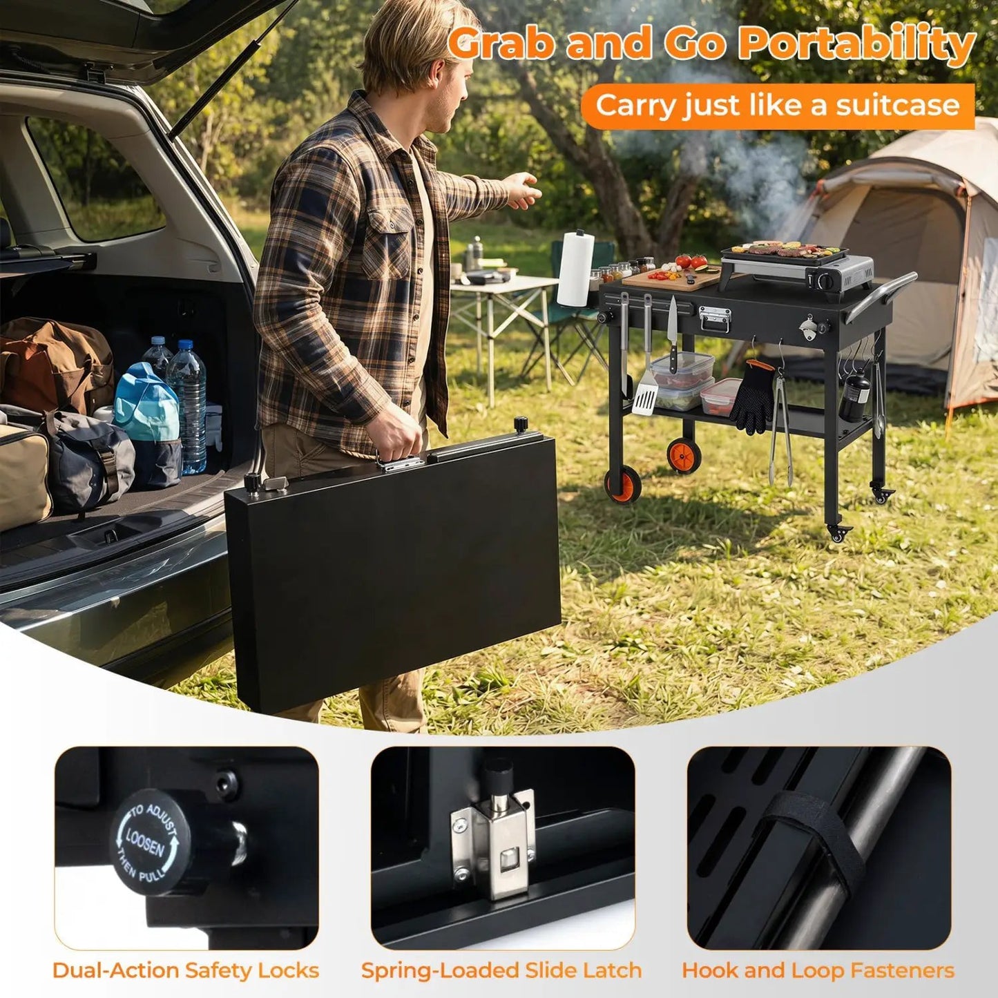 Folding Grill Cart for 17 and 22 Inch Griddles