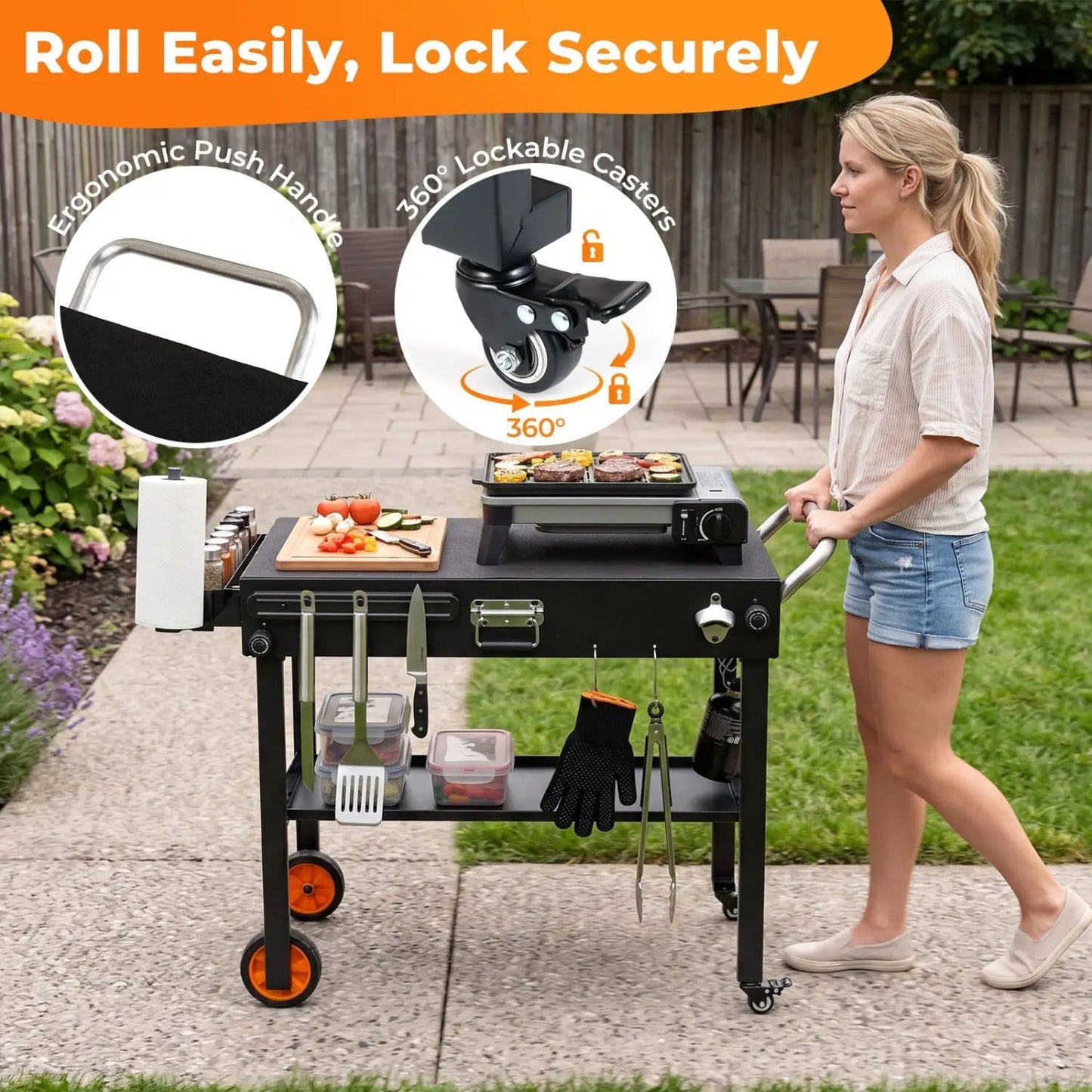 Folding Grill Cart for 17 and 22 Inch Griddles