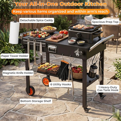 Folding Grill Cart for 17 and 22 Inch Griddles