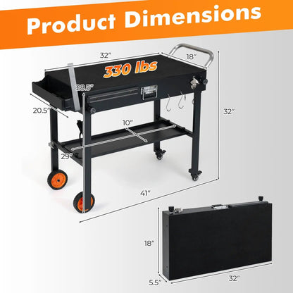 Folding Grill Cart for 17 and 22 Inch Griddles