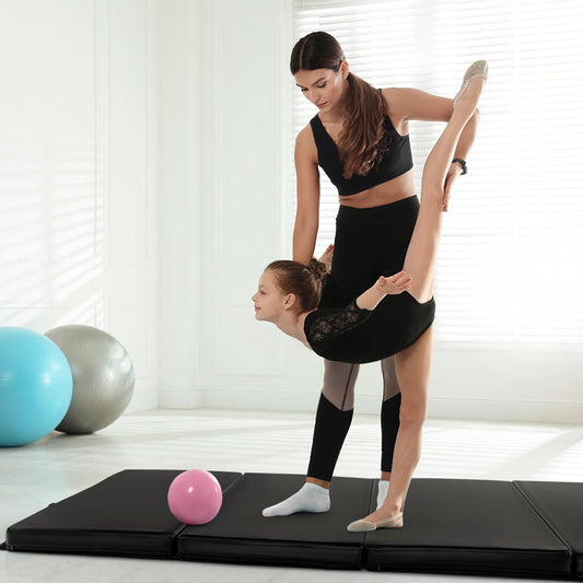 Folding Gymnastics Mat with Carry Handles and Sweatproof Detachable PU Leather Cover - Tampa Home & Garden Store