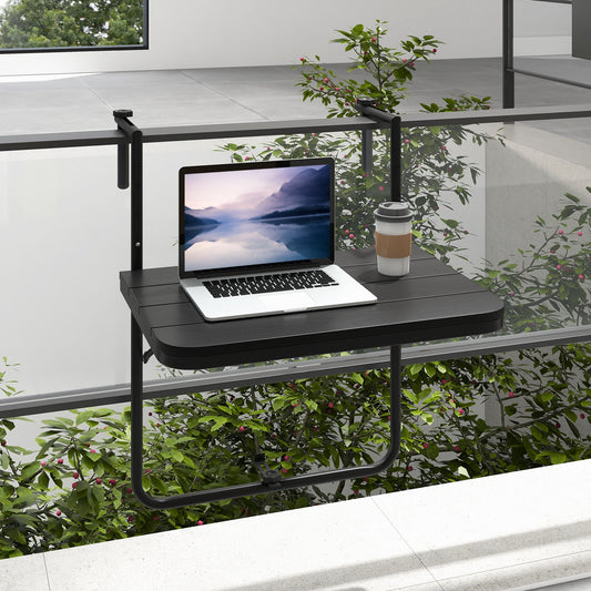 Folding Hanging Table with 3-Level Adjustable Height for Patio Balcony-Black - Tampa Home & Garden Store