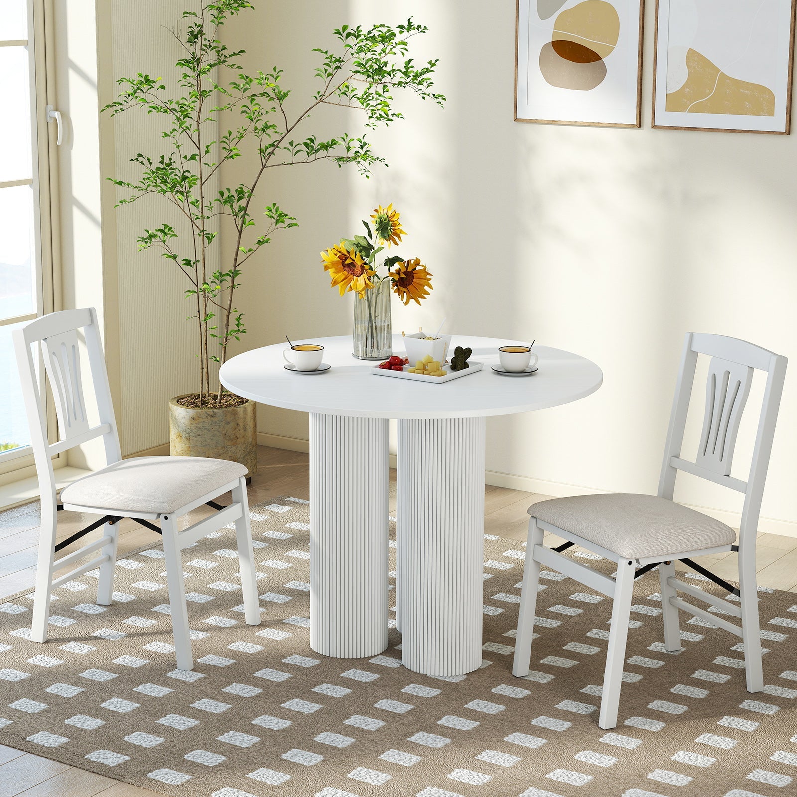 DirectDeals folding chairs set of 2 with white upholstered padded seats on Tampa Home & Garden Store