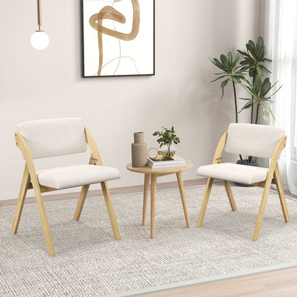 Juego de 2 sillas plegables de cocina y comedor con patas de madera de caucho - Natural