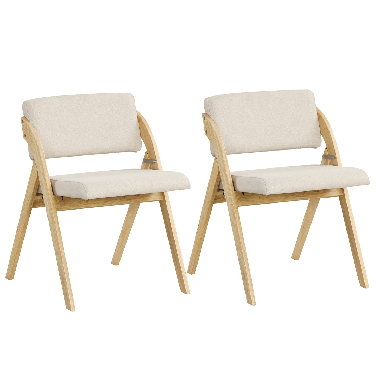 Juego de 2 sillas plegables de cocina y comedor con patas de madera de caucho - Natural