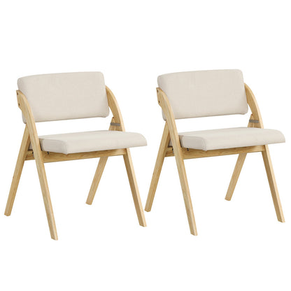 Juego de 2 sillas plegables de cocina y comedor con patas de madera de caucho - Natural