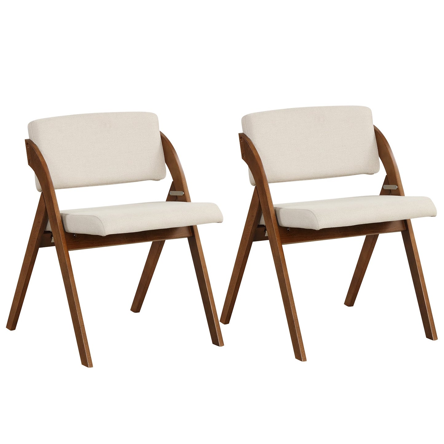 Juego de 2 sillas plegables de cocina y comedor con patas de madera de caucho - Natural