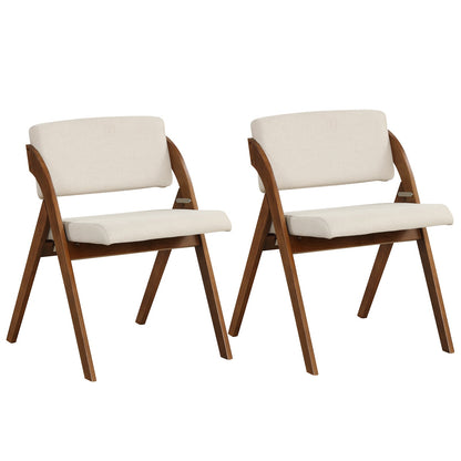 Juego de 2 sillas plegables de cocina y comedor con patas de madera de caucho - Natural