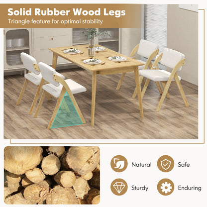 Juego de 2 sillas plegables de cocina y comedor con patas de madera de caucho - Natural
