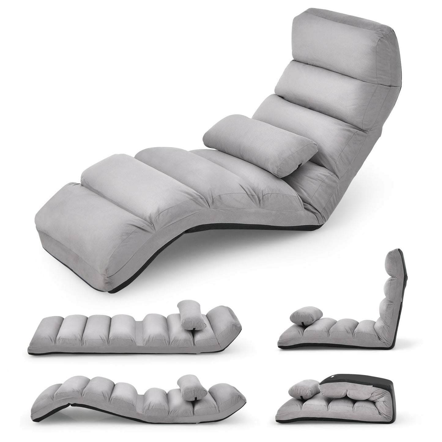 Folding Lazy Sofa Chair Stylish Sofa Couch Beds Lounge Chair W/Pillow