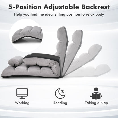 Folding Lazy Sofa Chair Stylish Sofa Couch Beds Lounge Chair W/Pillow