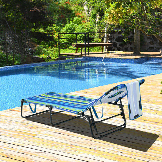 Beach Chaise Lounge Chair with Face Hole and Removable Pillow-Blue & Green - Tampa Home & Garden Store