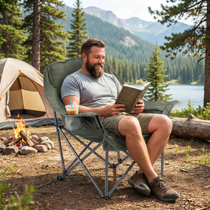Oversized Folding Camping Chair With Pockets