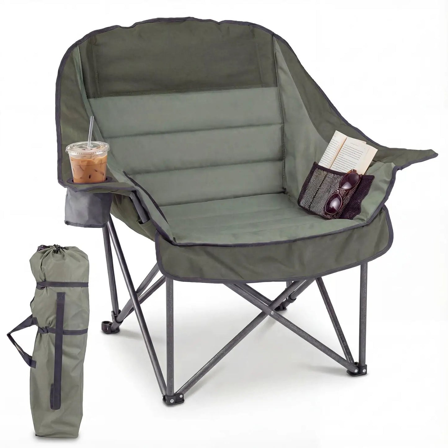 Oversized Folding Camping Chair With Pockets