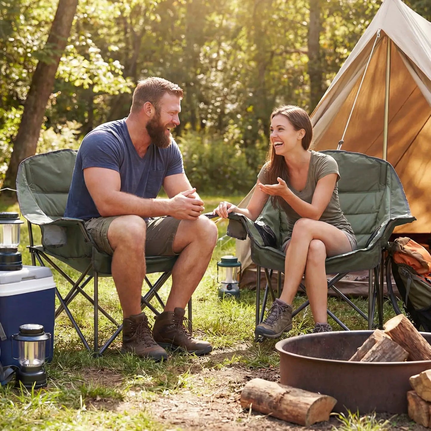 Oversized Folding Camping Chair With Pockets