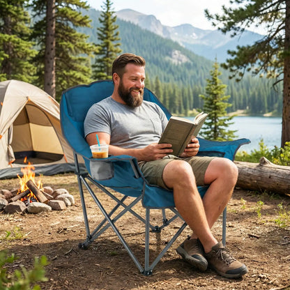 Oversized Folding Camping Chair With Pockets
