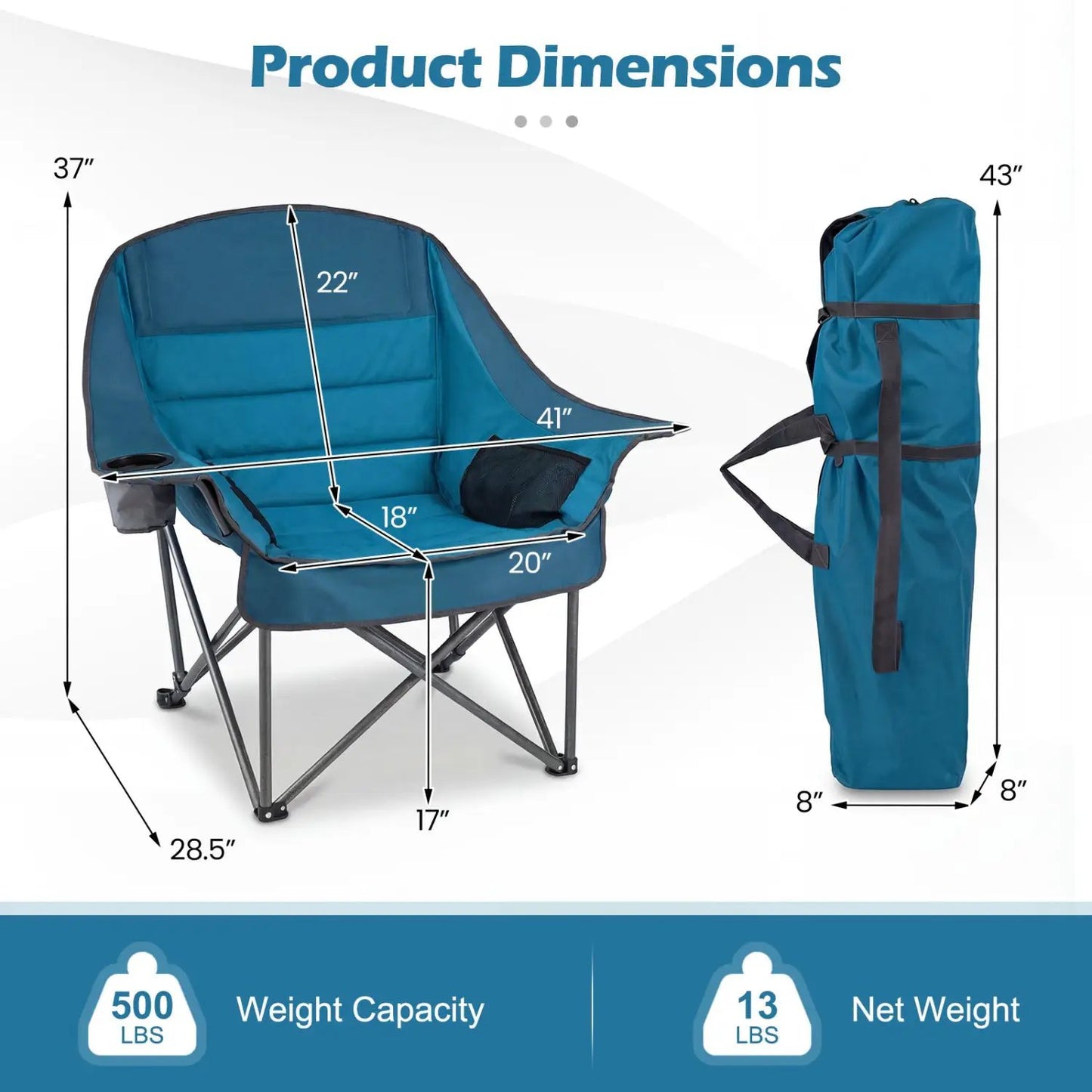 Oversized Folding Camping Chair With Pockets