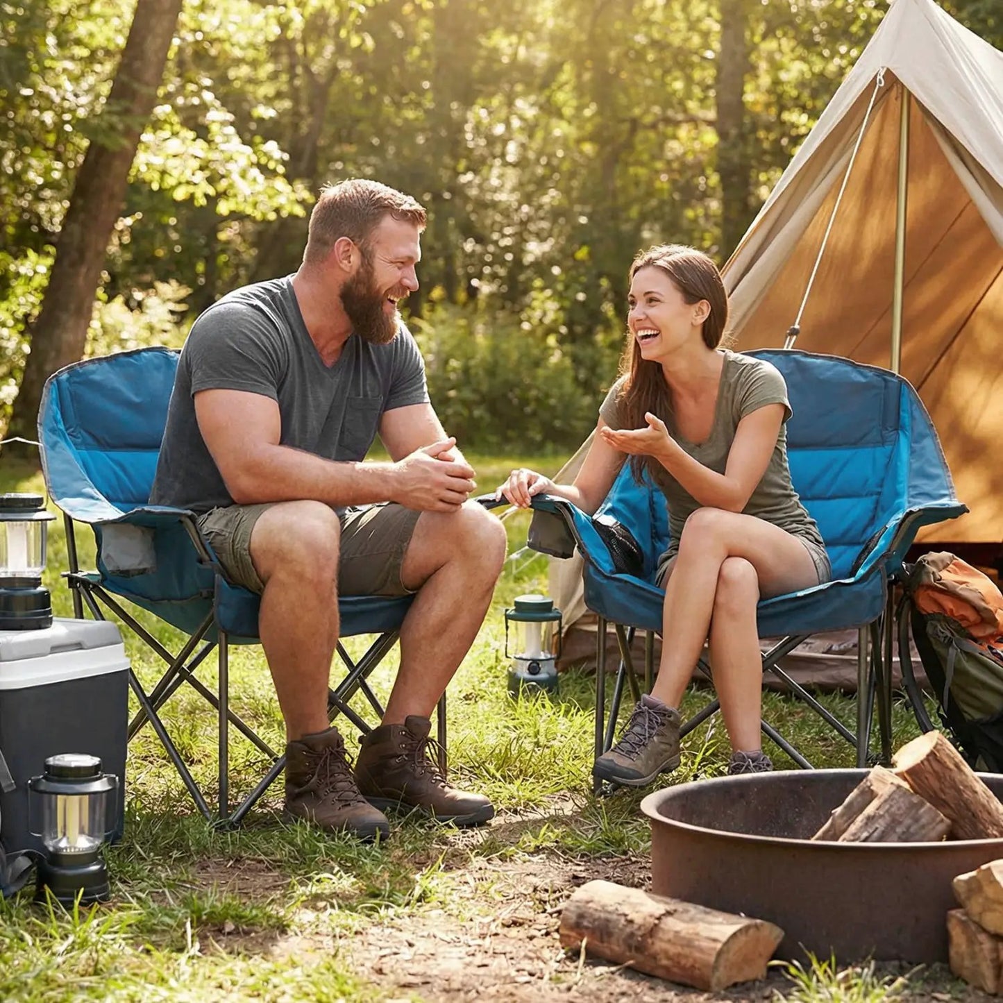 Oversized Folding Camping Chair With Pockets